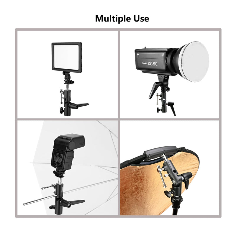 [AUSTRALIA] - Camera Flash Bracket with Cold Shoe Mount, Solid Metal Material, Adjustable Speedlite Swivel Light Stand Bracket with Umbrella Holder,1/4 to 3/8 Adapter Screw for Flashes Studio LED Lights 