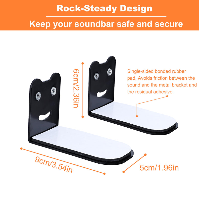 Suixing Sound Bar Mounts Universal Soundbar Wall Mount Bracket Kit for Most of Soundbars Wall Mount Shelf Mounting Brackets(Curved 3.54 INCH) Black_3.54" Length 3.54"