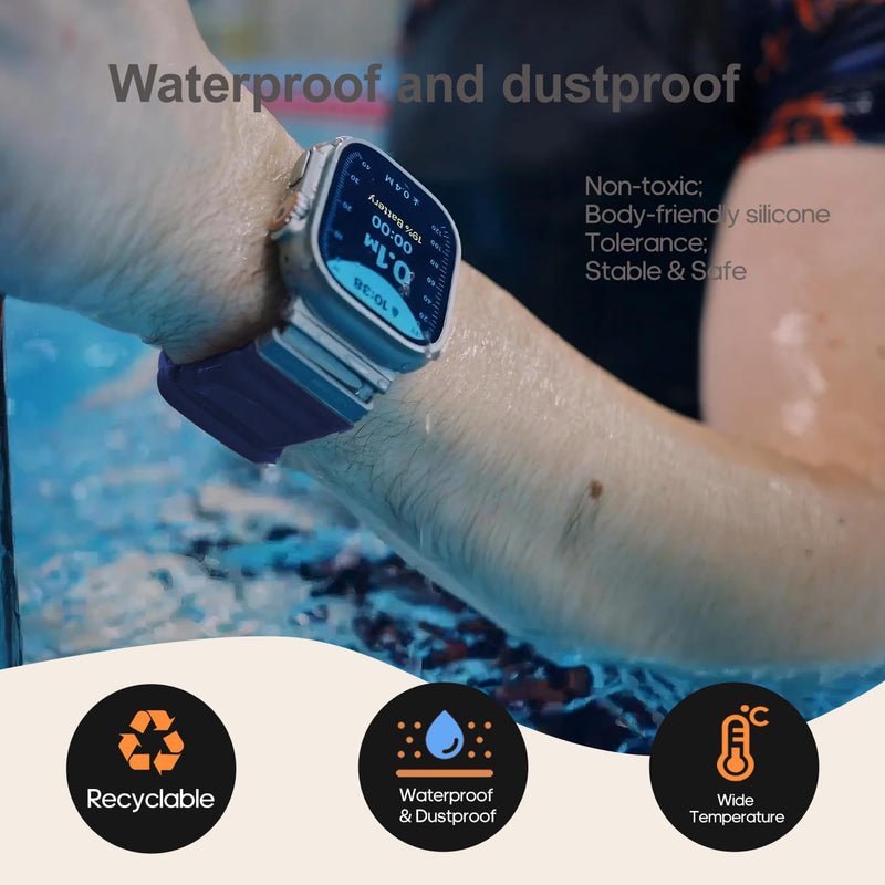 Energy Link Compatible with Apple Watch Band 44mm 45mm 49mm for Women Man, Band Charging, Silicone material, Outdoor Waterproof, Blue