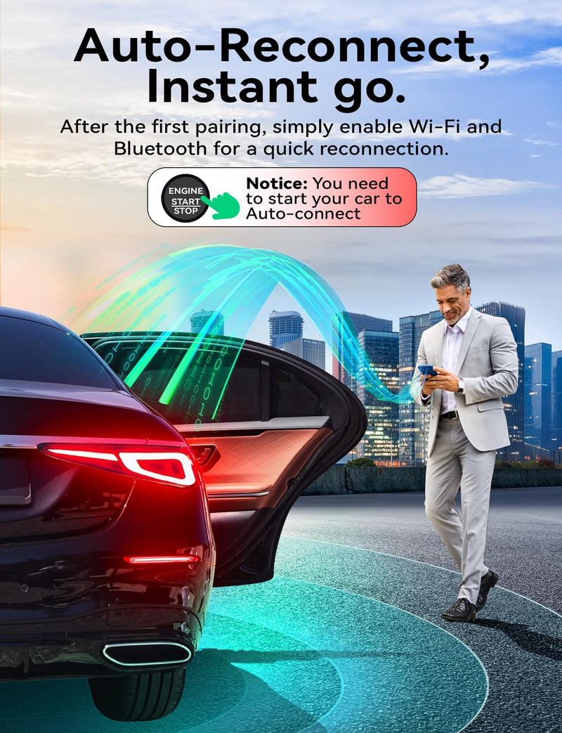 Wireless Carplay & Android Auto Adapter, Metal Design Mini & Stable 2-in-1 Dongle, Convert Vehicle's Wired CarPlay/AA to Wireless, for iOS 10+/Android 11+ & Cars from 2016 pearl gunmetal