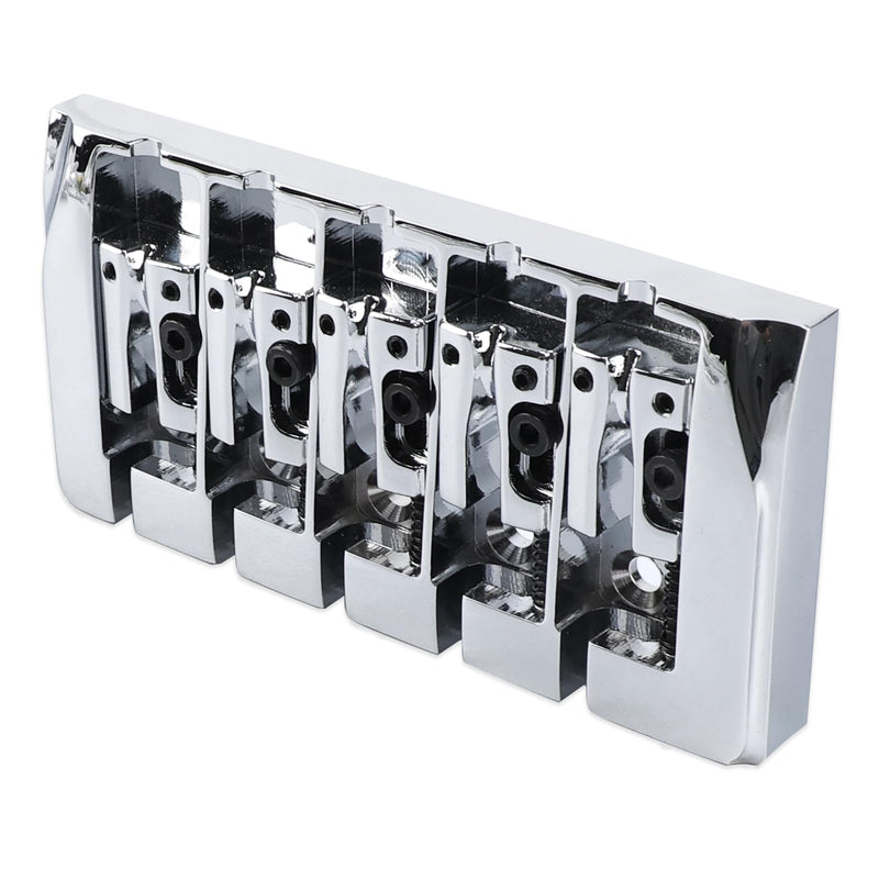 Brass Electric Bass Bridge 5 String Bass Hardtail Bridge 18mm String Spacing Compatible with 5-string Electric Bass Replacement Parts Chrome