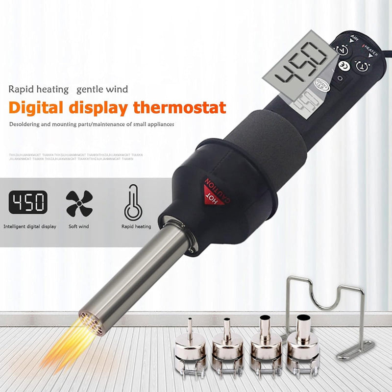 DEWIN Hot Air Gun, Hot Air Welder 220 V 450 W LCD Adjustable Electronic Heat Gun Desoldering Soldering Station IC SMD BGA
