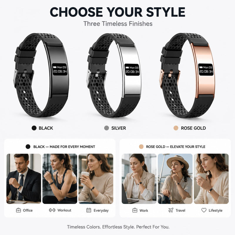 Yihou Ultra Slim Fitness Tracker Watch for Women Men 24/7 Heart Rate Sleep Monitor Activity Tracker with Steps Calories Waterproof Smart Bracelet Small Screen Minimalist Design iOS Android Compatible Black