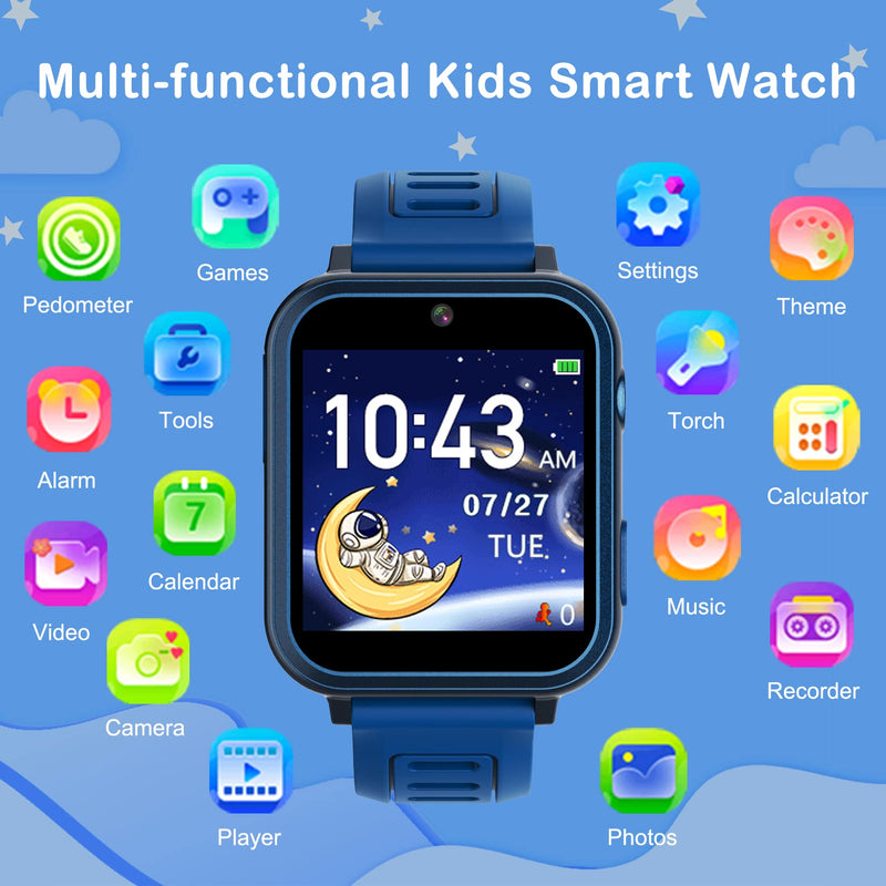 Phyulls Smart Watch for Kids with Games, Touchscreen, Calendaring Camera Music Player Time Display Video & Audio Recording, Toys for 3-12 Years Old Boys and Girls