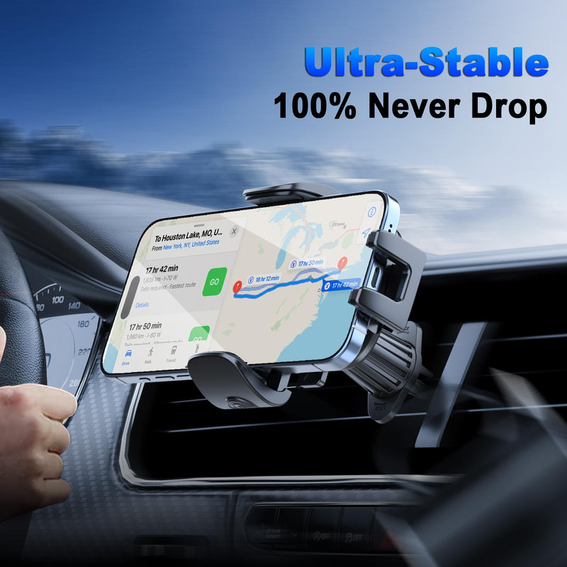 [2026 NEW] Car Phone Holder for Vertical/Horizontal Vent【Upgraded Metal Hook Clip】【Wider Clamp&Fit Thicker Case】Universal Cellphone Stand Car Mount Cradle for iPhone 17 Pro Max 16 15 14 13 Air Android