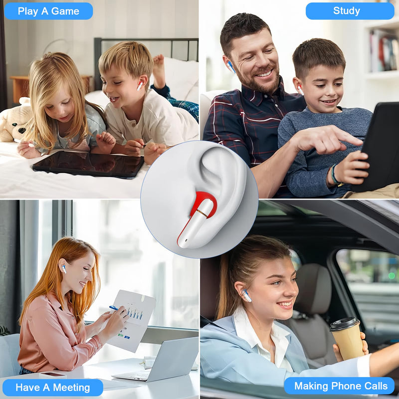 2 Pack Wireless Earbuds for Kids,Comfortable Wireless Earphones Fit Ergonomic Design Ball Shape Ear Buds with Mic for Android iOS Cell Phone Computer Laptop Red and Blue-2pcs