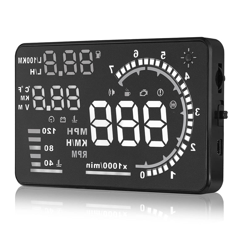Majatou Car HUD, A8 5.5 Inches Head up Display Windshield Screen Display Head up Display for Car to Display a Huge Range of Car Statistics with OBDII or EUOBD Interface Plug (A8)
