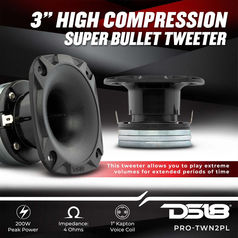 DS18 PRO-TWN2PL 3" High Compression Super Bullet Tweeter with 1" Polyester Voice Coil and Neodymium Magnet Tweeters are The Best in The Pro Audio and Voceteo Market (1 Speaker)