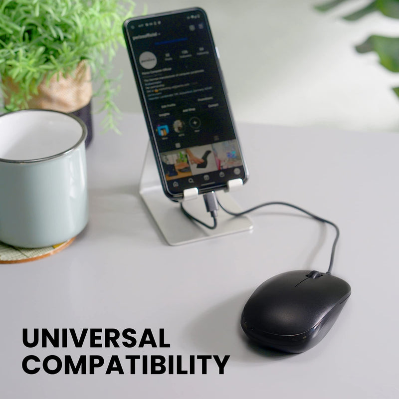 Perixx PERIMICE-201C USB Type C Wired Optical Mouse with 3-Button, Scroll Wheel, 800 DPI, Black Type C Mouse