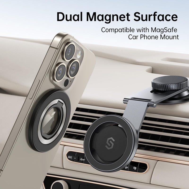 SYNCWIRE Upgraded Magnetic Phone Ring Holder for MagSafe, Magnetic Cell Phone Grip Stand Finger Ring Kickstand with Two-Sided Magnetic Compatible iPhone 15 Pro Max 14 13 12,Android,MagSafe Accessories Black