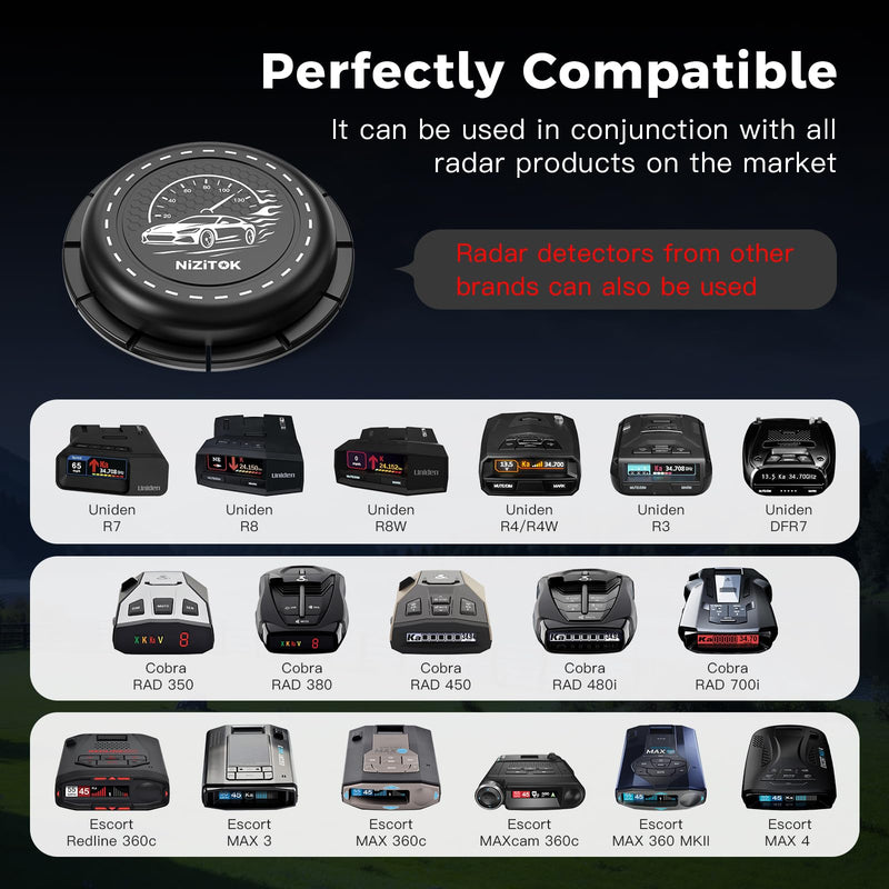 Magnetic Radar Detector Mount & Type-C to RJ11 Power Cable