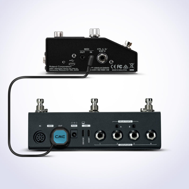 CME TRS MIDI Cable 4-Pack - TRS Type A (3.5mm - 1/8”) to 5-pin DIN, 3FT / 90CM, Low-Profile - Right Angle Ultra-Thin Plugs for Compact Spaces - Ideal for Synths & Pedalboards 4-Pack Angled