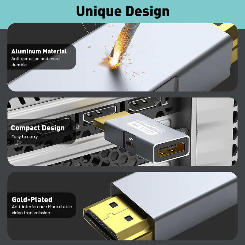 HDMI to DisplayPort Adapter (4K 60Hz,1080p 120Hz) Uni-Directional HDMI Male to DP Female Converter for Monitor Compatible with GPU,Laptop,AMD,NVIDIA,PS5,Xbox and More - 1 Pack 1.96 inch