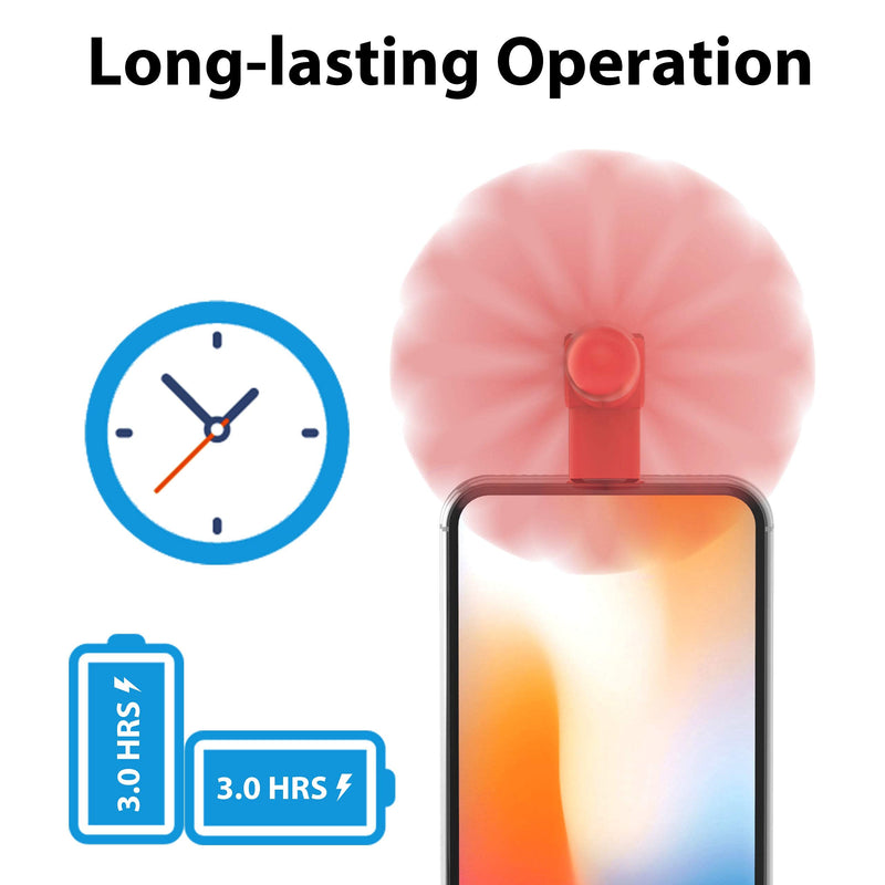 Genuie Fan for iPhone(2 packs) , Mini Fan with 180 Rotating, Strong Wind, Lightweight Compatible for iPhone, iPad, iPod and Any Lighting Devices. Upgraded Version (Black and Rose Red)
