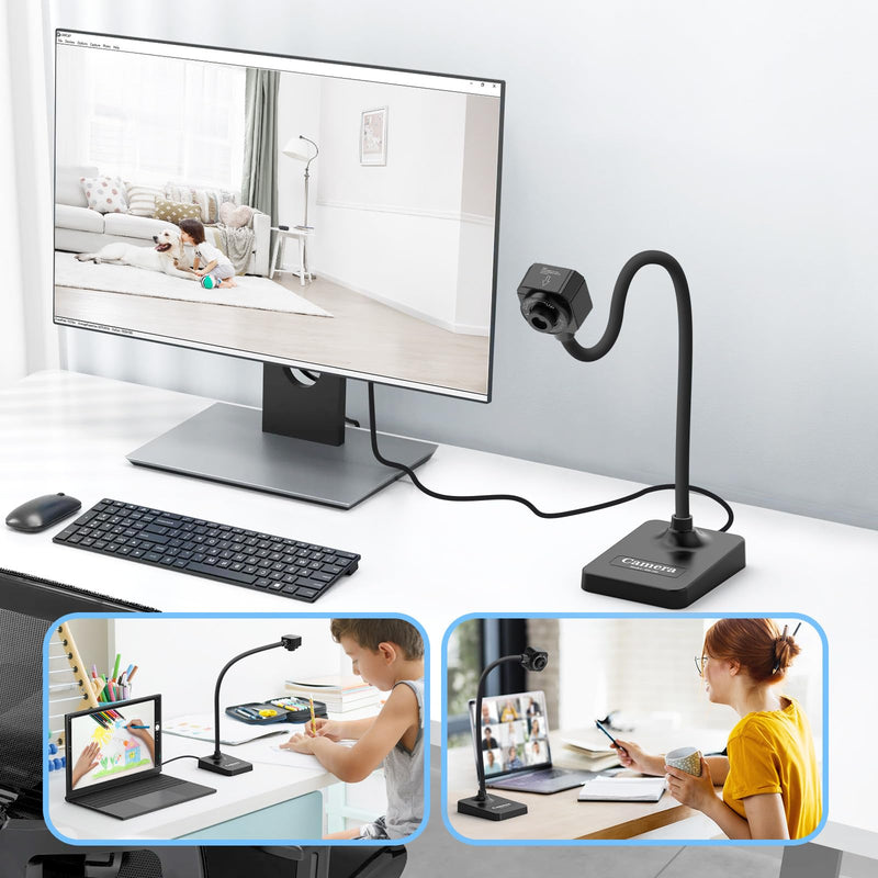 USB Document Camera for Teachers, 1080P Manual Focus Webcam with Microphone, Foldable, Compatible with Mac/Windows/Chromebook