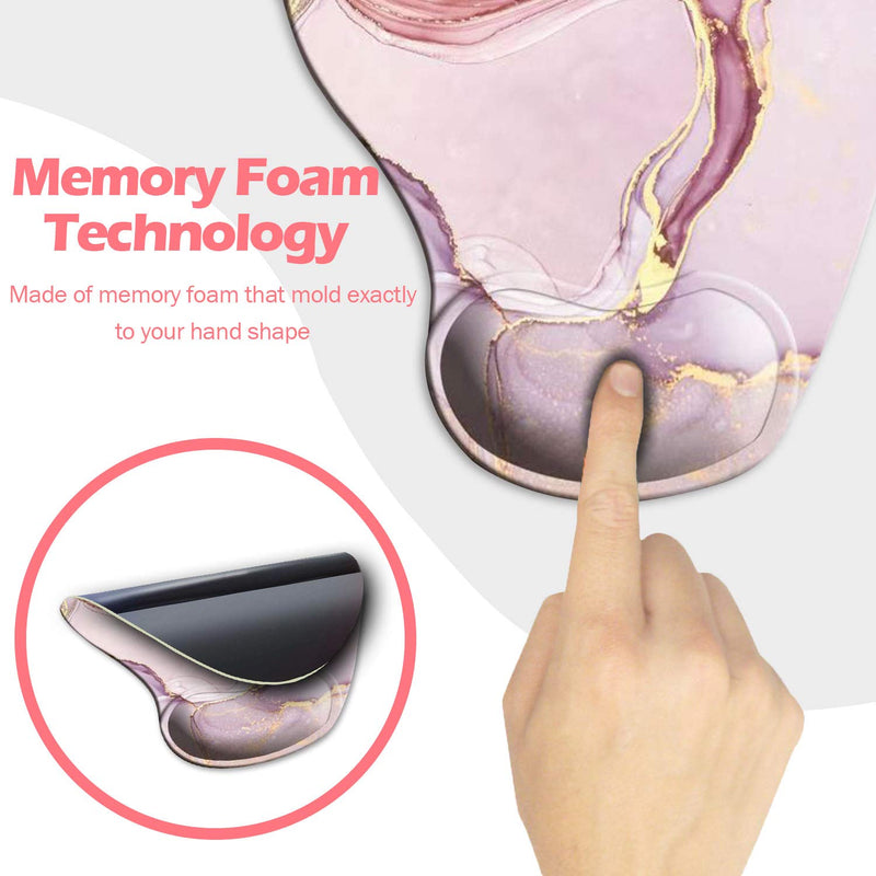 Dooke Ergonomic Mouse Pad with Wrist Support, Cute Mouse Pads with Non-Slip PU Base for Home Office Working Studying Easy Typing & Pain Relief Rose Gold Marble ‎Glitter Marble