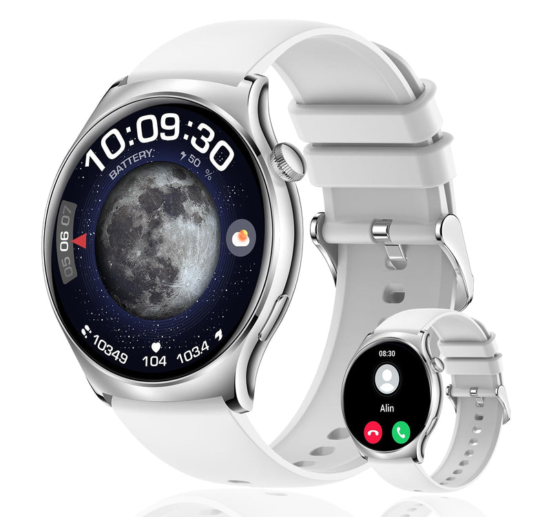 x2 Smart Watch, 1.83" & 1.43" HD with Calls and Messages/Heart Rate/Sleep/Female Cycle,Fitness Tracker Smartwatch for Android/iOS Compatible,Silver & White