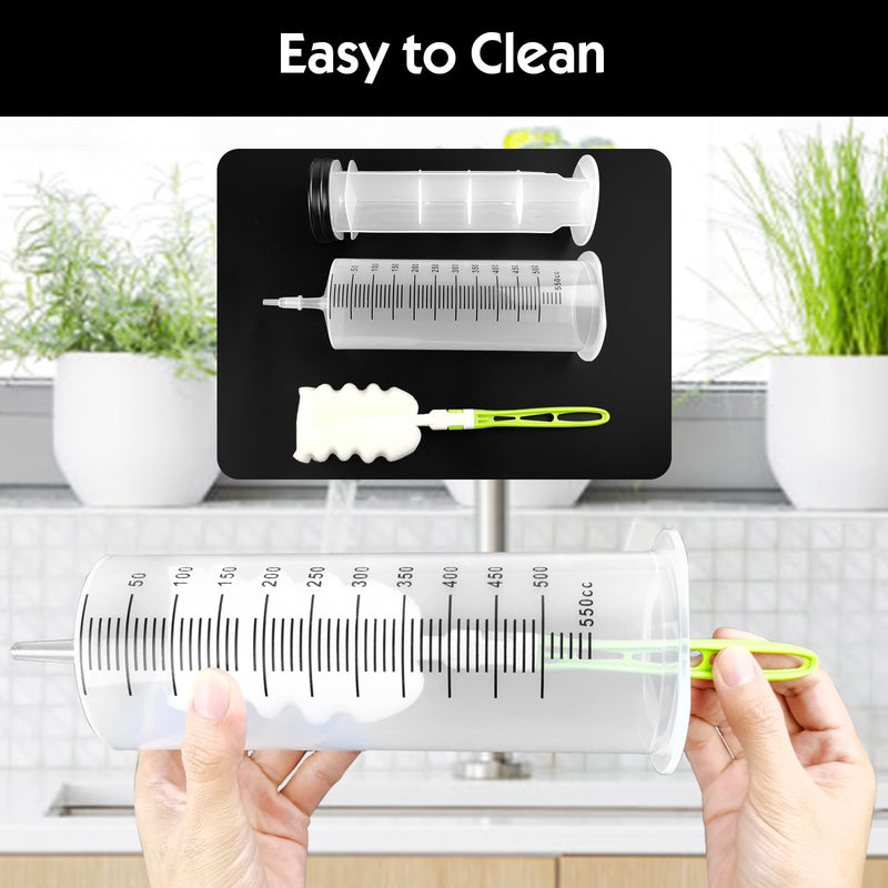 Samulee Syringe 350 ml + 550 ml, 2 Pieces Syringe Set, Dosing Syringe, Large Syringe for Engine Oil, Laboratory, Animal Feeding, Garden, Scientific Research
