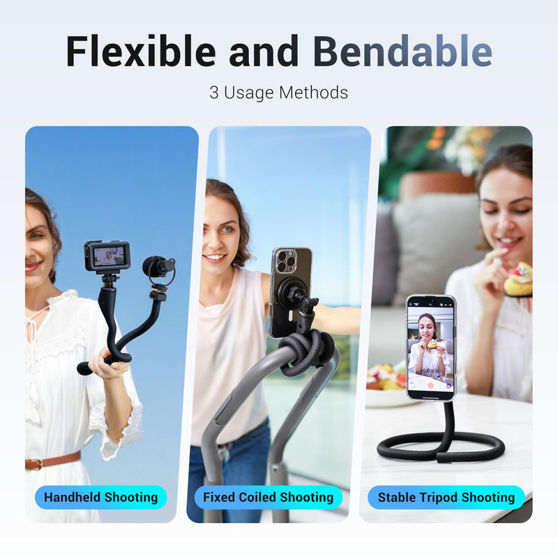 [AUSTRALIA] - 29.5'' Magnetic Flexible Gooseneck Phone Mount Holder for iPhone 17 16 15 Pro Max & Action Camera,Long Arm Bendable Selfie Stick Cell Phone Stand with 1/4"20 for Stroller Treadmill Gym Shopping Cart Wrap Around Holder 