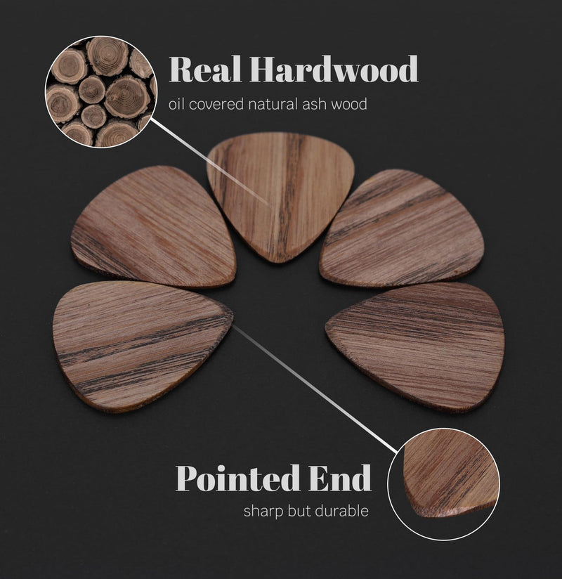 12 Pack Wood Guitar Picks - Guitar Picks for Acoustic and Electric Guitar, 1.6mm Thickness, Heavy Thickness Guitar Pick, for Bass Guitar, Ukulele