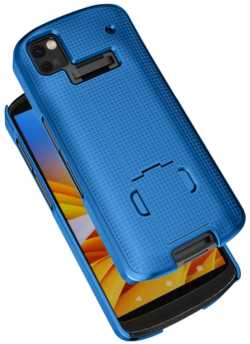 [AUSTRALIA] - Case with Clip for Zebra TC53 TC58 Mobile Computer Scanner, Nakedcellphone Slim Hard Shell Cover with Kickstand and [Rotating/Ratchet] Belt Hip Holster Combo - Cobalt Blue 