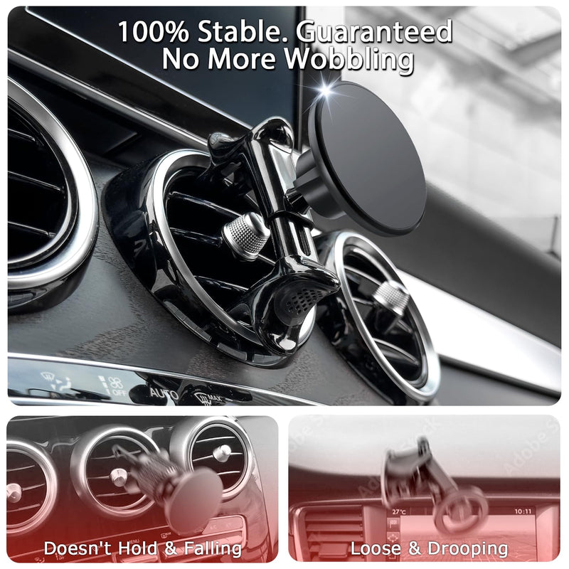 MagSafe Car Mount for Mercedes-Benz, Round Air Vent Holder with Strong Magnet, Compatible with Mercedes Benz GLC, C-Class, E-Class, A/B-Class, GLC/GLB/GLA/Sprinter, Mercedes Benz Accessories Magsafe
