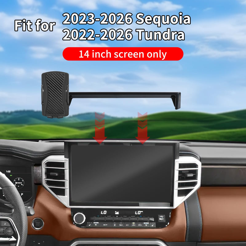 Car Phone Holder for Toyota Sequoia 2023-2026 / Tundra 2022-2026（14 inch Screen），for Smartphone Cradle Auto Accessories Bracket Anti-Shake，360 Degree Rotation，for All Cell Phones