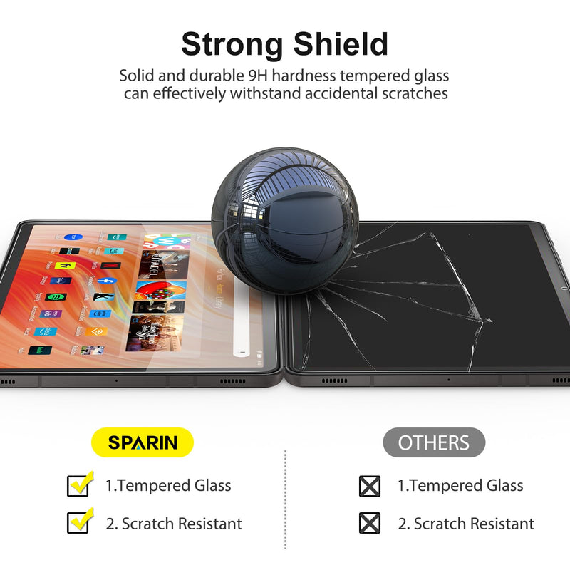 SPARIN 2 Pack Screen Protector for Amazon Fire HD 10 Tablet (2023/2021,13th/11th Generation) /Fire HD 10 Plus/Fire HD 10 Kids/Kids Pro Tablet 2021, 9H Hardness Tempered Glass Guard for Fire 10