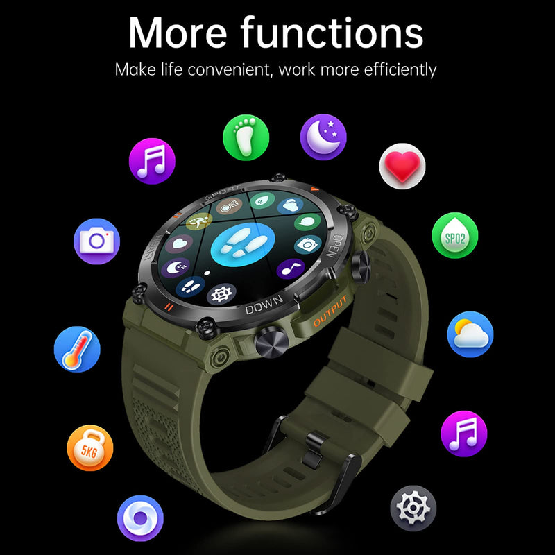 Diyeeni K56 pro Outdoor Smart Watches for Men, 1.39" HD Fitness Watch, 24/7 Heart Rate Sleep Monitor with Mutiple Sport Modes, Water Proof, Bluetooth Call Smartwatch for Android iOS, 30Day