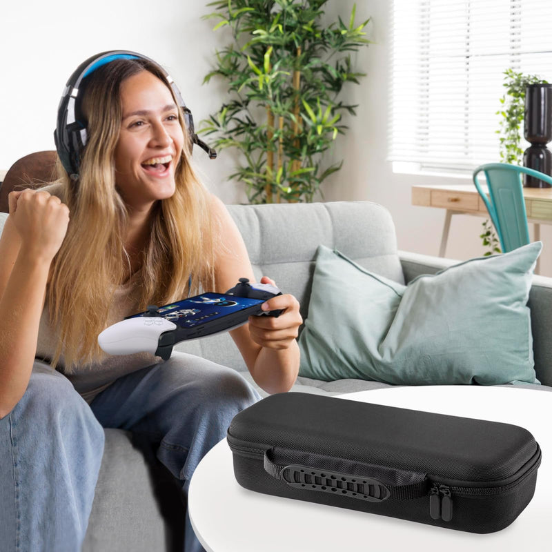 CoBak Hard Carrying Shell Case for PlayStation Portal Remote Player -with Screen Protective Cover, Accessories Storage Bag & Hard Shell for Ultimate Protection. Black