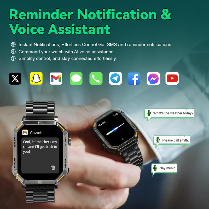 Smart Watch for Men, 1.96" Display, 200+ Sports, IP67 Waterproof | Answer/Make Calls,Fitness Tracker with Heart Rate Health & Sleep, Sleep Tracker, Compatible for iOS & Android