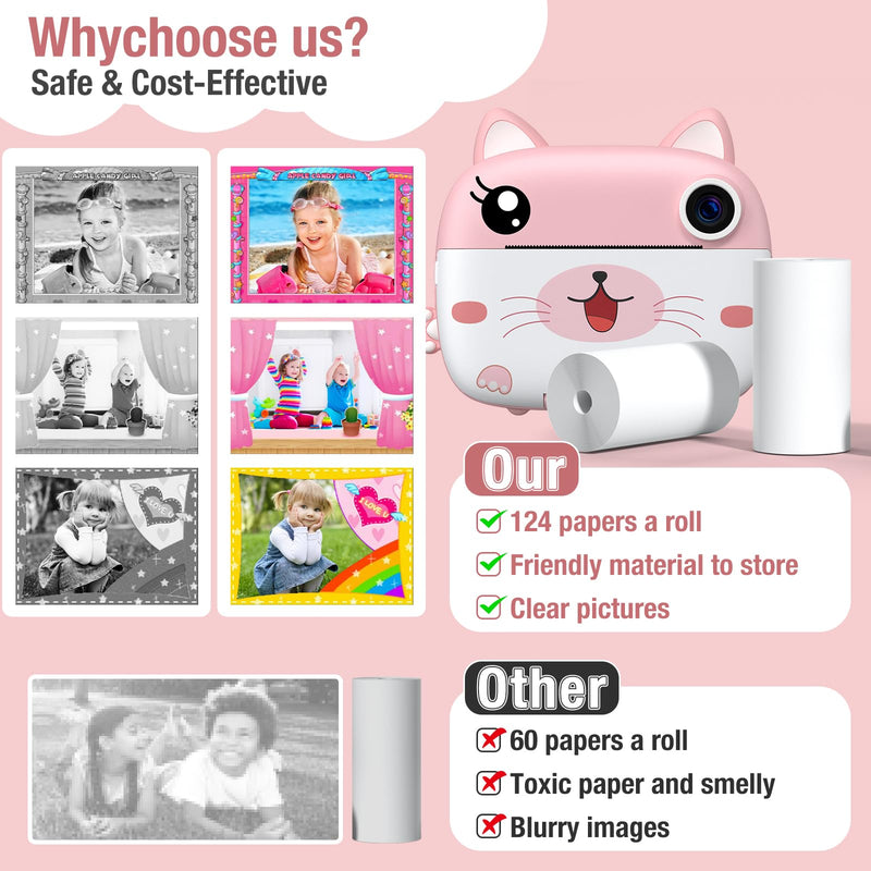 Kids Instant Camera Refill Print Paper-5 Rolls for Kids Instant Print Camera,HD Printing Thermal Print Paper Set Portable Refill Print Paper