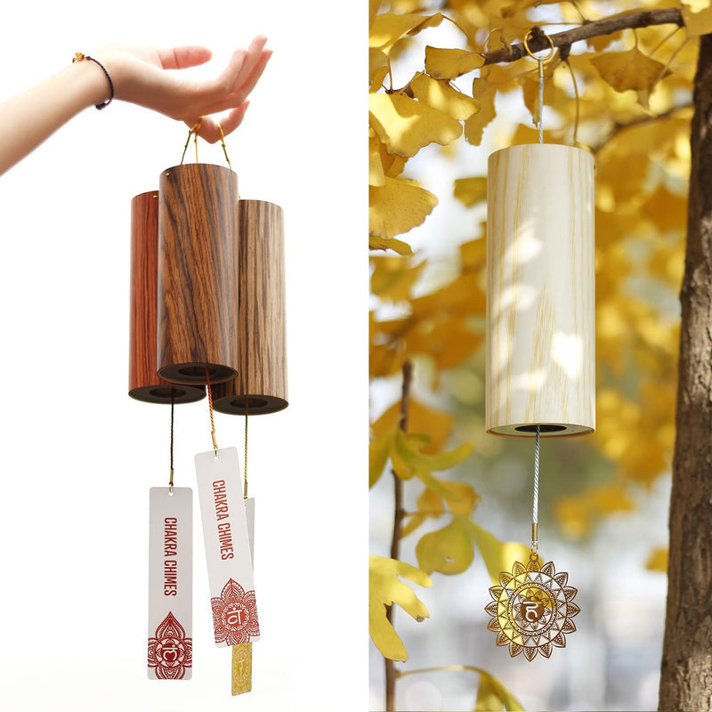 Chakra Chimes Natural Bamboo Wind Chimes Meditation Chord Windchime Wind Bell for Home Decoration Zen Mindfulness Throat Chakra