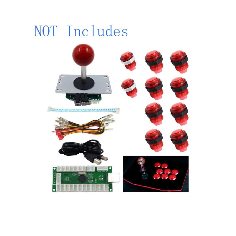 SJ@JX 2-Player LED USB Encoder to Arcade Joystick and LED Arcade Buttons for PC, MAME and Raspberry Pi Sanwa