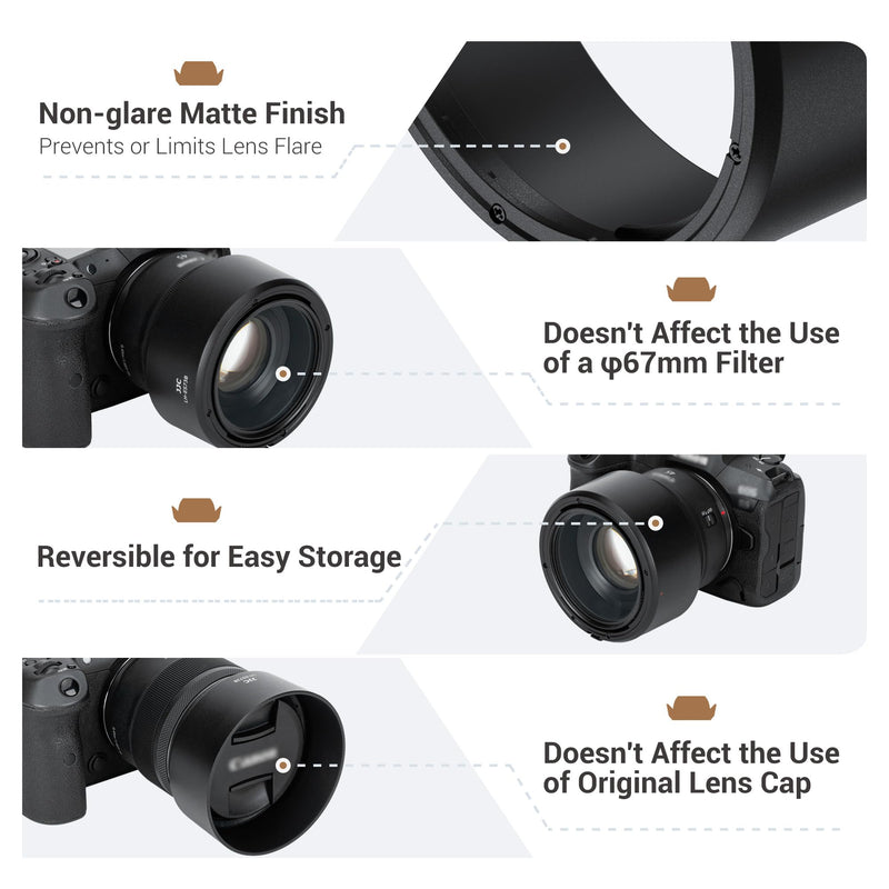 JJC ES-73B Lens Hood for Canon RF 45mm f/1.2 STM, Replaces Canon ES-73B, No Vignetting, Reversible, Compatible with 67mm Filter/Lens Cap Original Shape