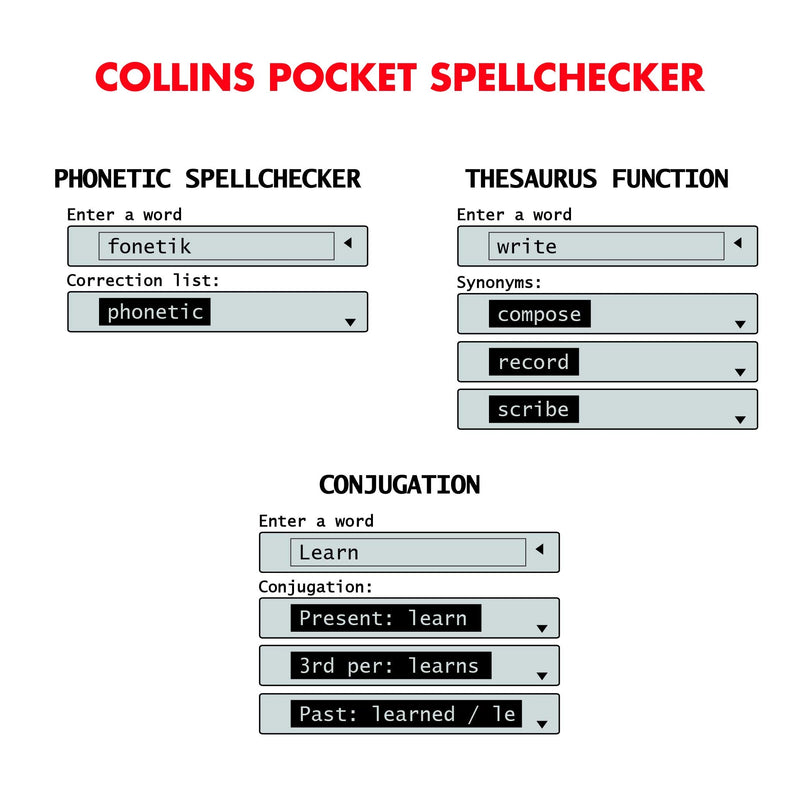 Lexibook - Collins English Dictionary, 13th Edition - Electronic Pocket Spellchecker, Thesaurus, Crossword Solver, Conjugation, Anagram Solver, Words Games, with Battery, Blue/White, DC753EN