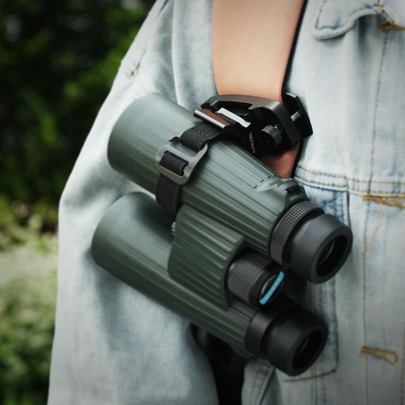 APEXEL Binoculars Backpack Clip with 38mm Quick Release Plate, Attaches to Straps and Belts, CNC Aluminum Binocular Carrying System with 1/4" Screw for Tripod, Binoculars Accessories Also for Cameras. Clip & Straps