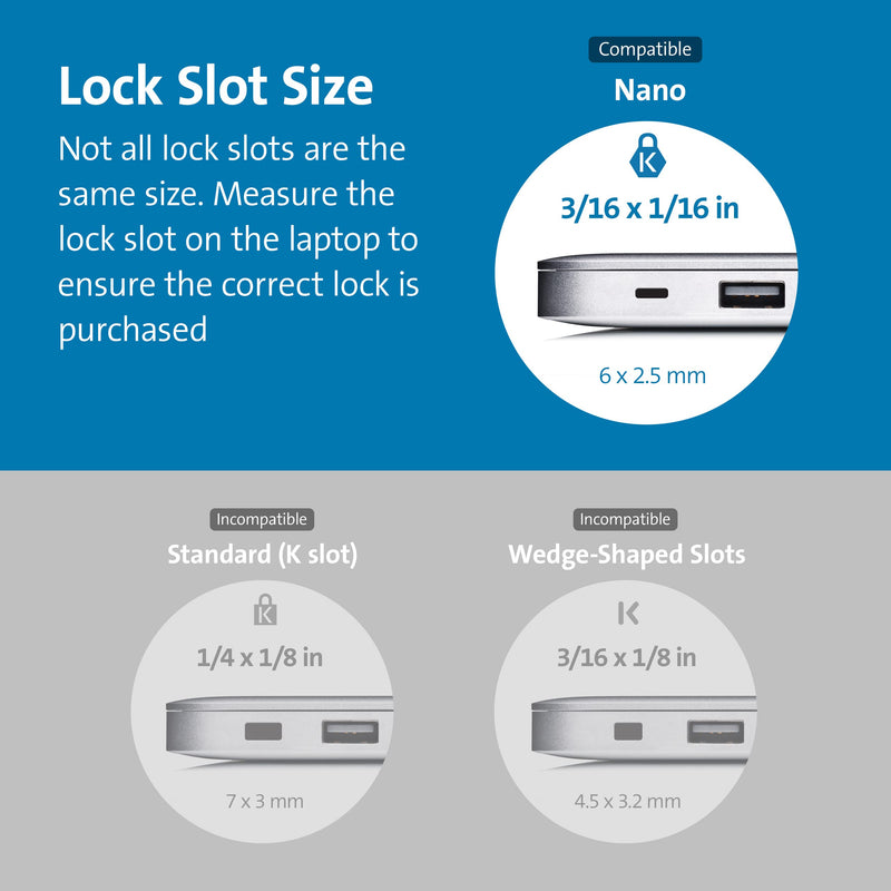 Kensington Simple Solutions Combination Laptop Lock for Nano Security Slot, Resettable Anti-Theft 4-Digit Combination Nano Slot Security Cable Lock (K60214WW)