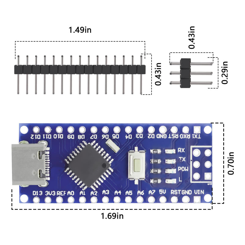 [AUSTRALIA] - Nano Module with CH340 Microchip, 5 V/16 MHz Nano Board, Compatible with Arduino IDE (Type C Port) 3 PCS Type C port 