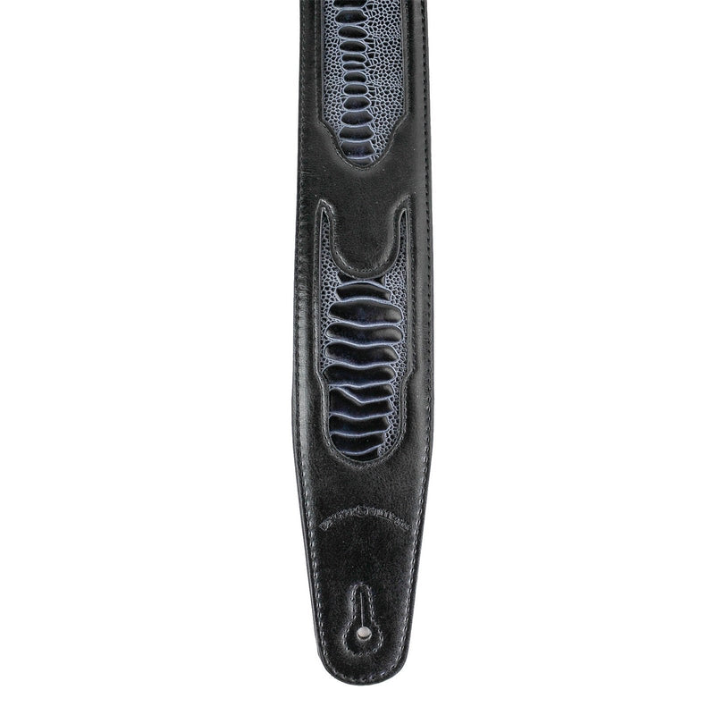 Walker & Williams GC-21 Gloss Black Leather Handmade Guitar Strap with Armadillo Inserts And Padded Back For Acoustic, Electric, And Bass Guitars