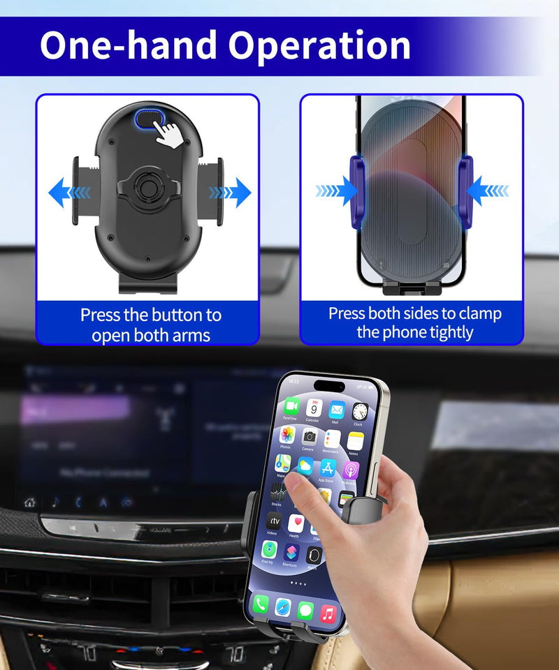 Car Phone Holder for Cadillac CT6 / CT6-V 2016-2020 Auto Accessories，One Hand Place & Pick，360° Rotation，Hands Free，for 4.7-7 inch Phones