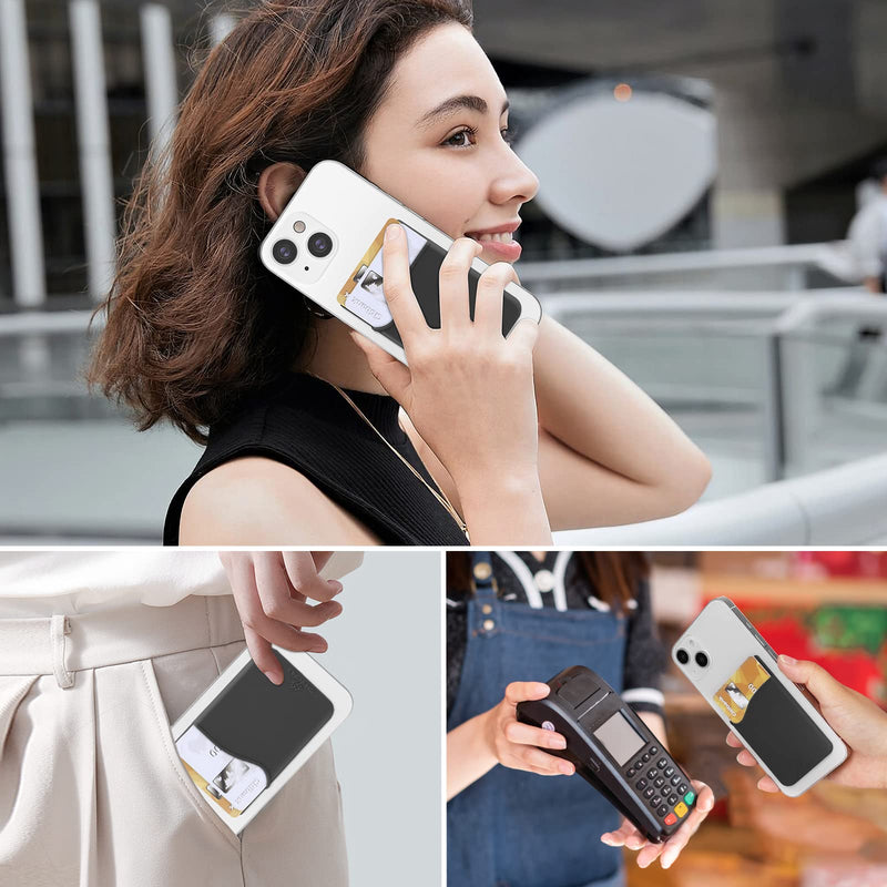 SHANSHUI Phone Card Holder, Silicone Card Holder for Phone Case Wallet Credit Card Holder Strong Adhesive Pocket Stick on Compatible for iPhone & All Smartphones Multi-Colors(5 Pack)