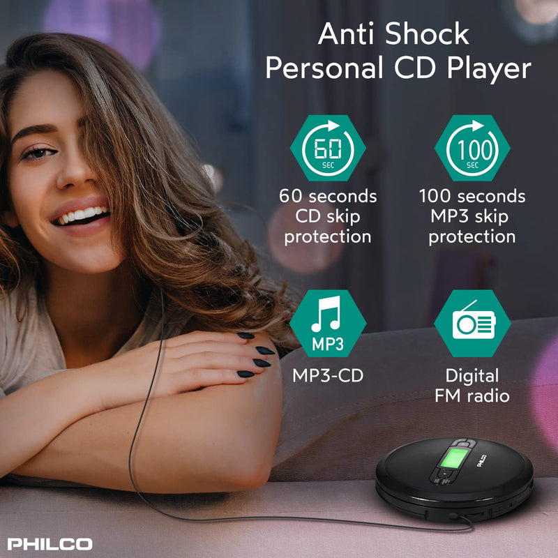 Personal CD Player with MP3 Playback, FM Radio & 60 Second Anti-Shock
