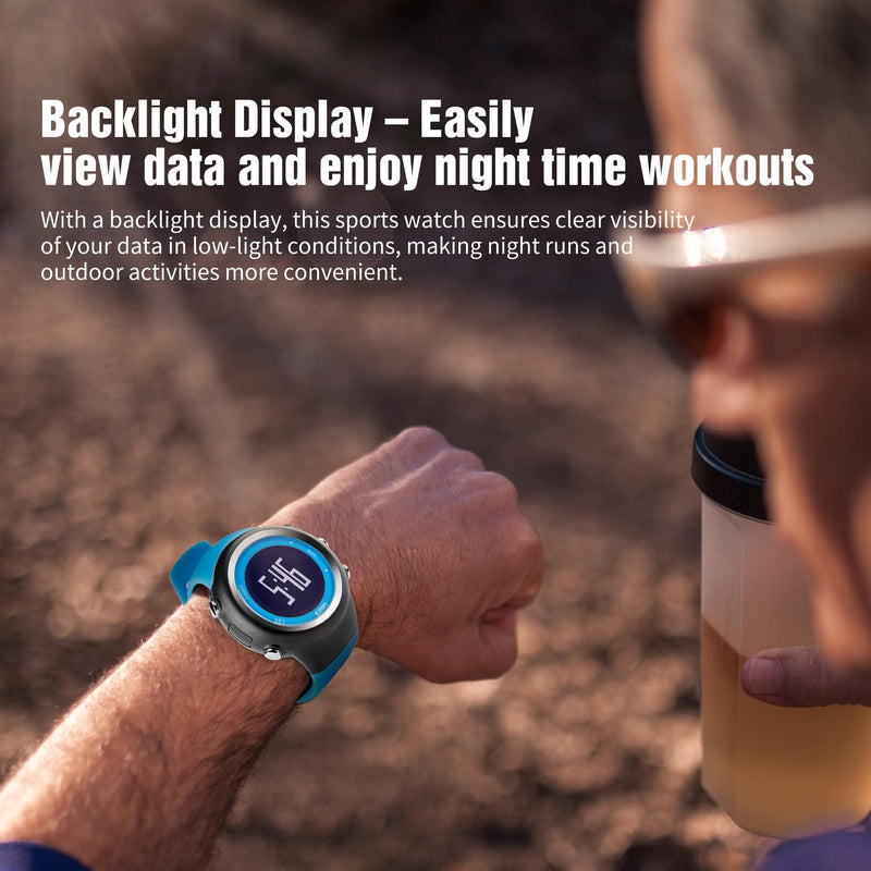 EZON GPS Running Watch with Distance Pace Alarm and Calorie Counter and Stopwatch for Men (Blue) Blue