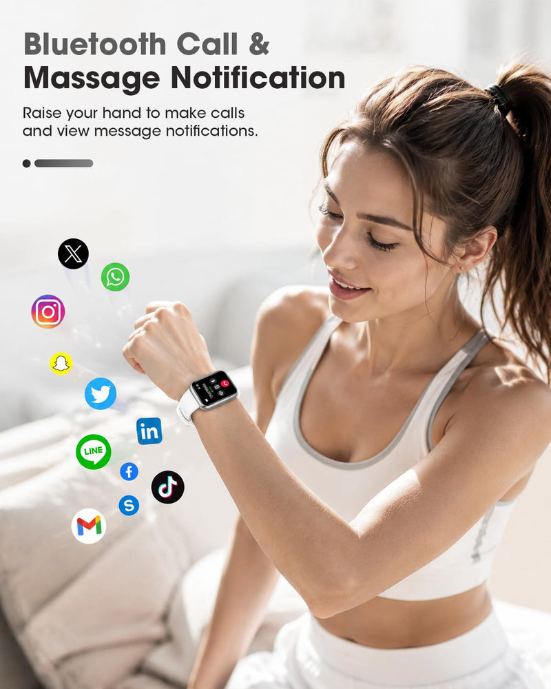 Smart Watch for Women(Call Answer/Dial), 1.75'' Touch Screen Smartwatch for Android iPhone Compatible, Waterproof Fitness Tracker with Heart Rate Sleep Monitor 100+ Sports Modes AI Voice, Silver silver02