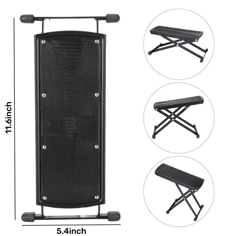 [AUSTRALIA] - Guitar Foot Stool, 6-Position Height Adjustable Guitar Foot Rest Stand with Rubber End Caps and Non-Slip Rubber Pad for Classical, Acoustic, Electric Guitar - Black 