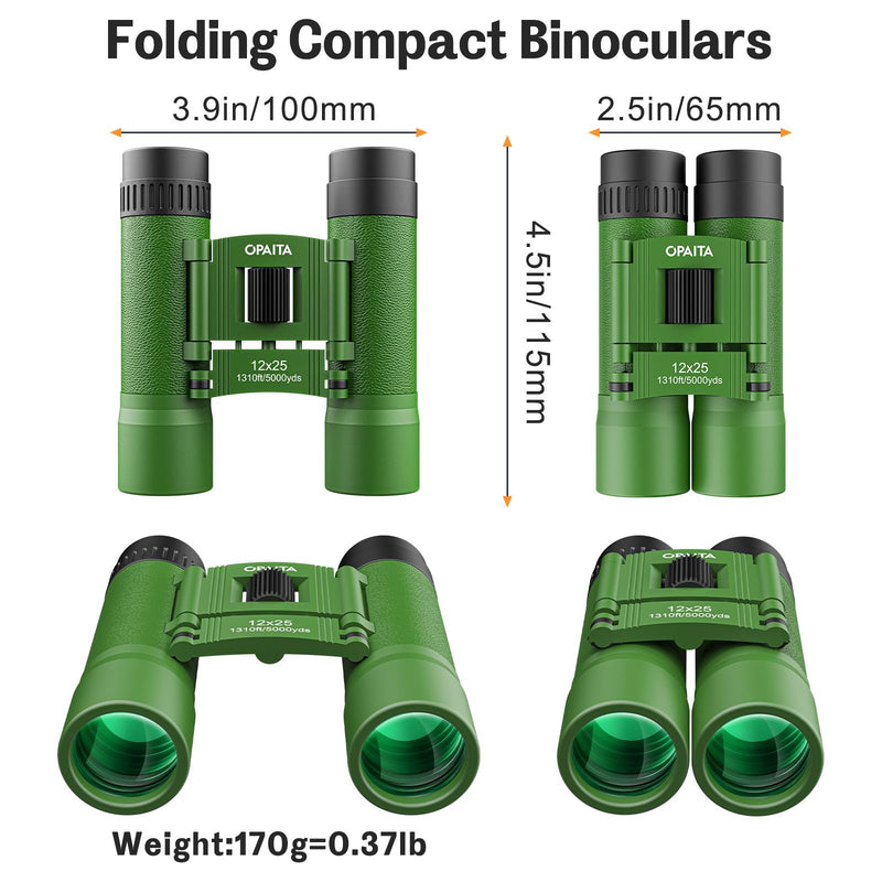 12X25 Compact Binoculars for Kids Bird Watching - Opaita Small Folding Binocular for Adults - Mini High Powered Binocular Lightweight Easy Focus Binoculars for Travel Hunting