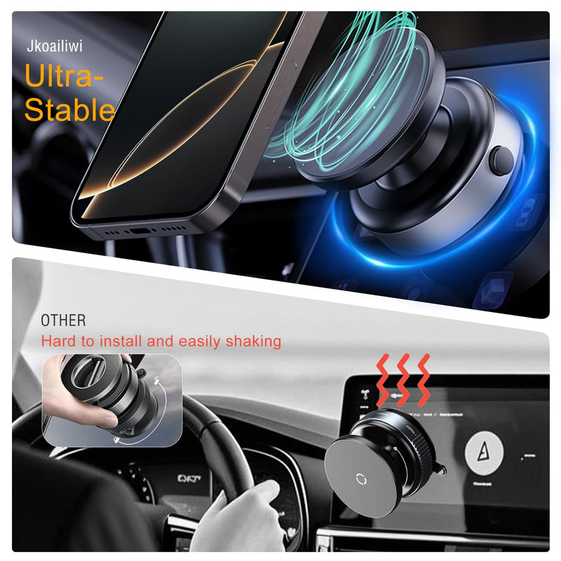 Electric Vacuum Magnetic Phone Holder for Car/Gym/Mirror/Marble Wall, Auto-Seal & Quick Release Suction Cup Phone Mount, 360° Adjustable for MagSafe Car Phone Mount for iPhone 17/16 Pro Max Silver