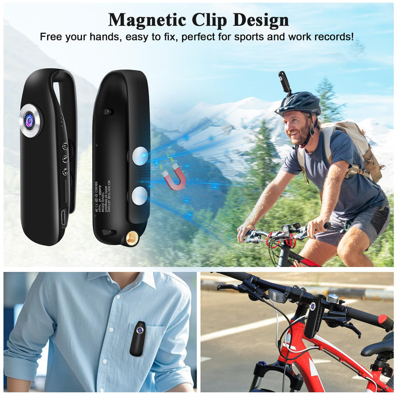 UYIKOO 32G Body Camera, Small Sport Video Camera HD 1080P Body Camera, Portable Pocket Tiny Body Cams with Back Clip with Magnetic Pocket Portable DV for Cycling, Pets, Walking, Traveling