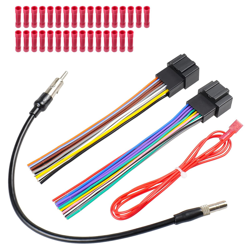 Radio Wiring Harness Antenna Compatible with Chevrolet Chevy Sierra Silverado Express Suburban Captiva GMC Savana Buick, 14/16Pin Car Stereo Wire Connector+ACC Ignition Harness Adapter Kit